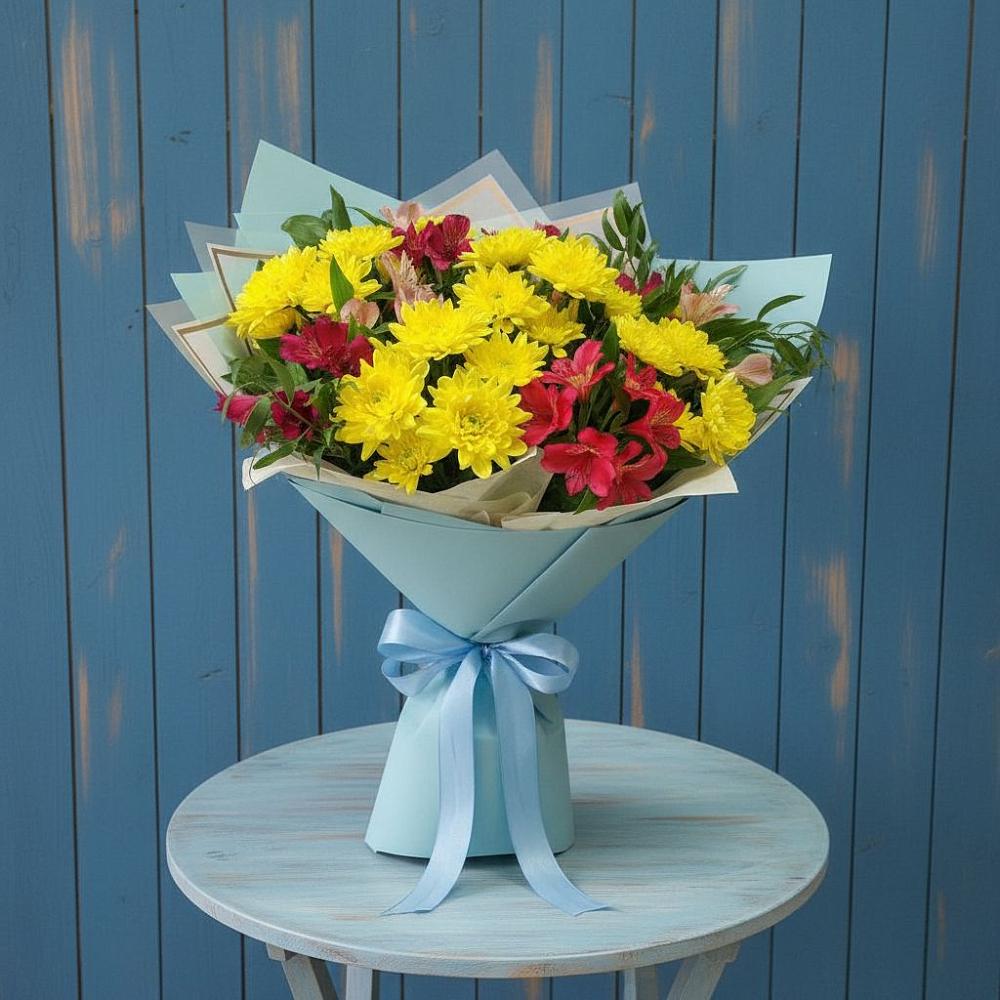 Букет цветов из: Альстромерии и Хризантемы в Турово