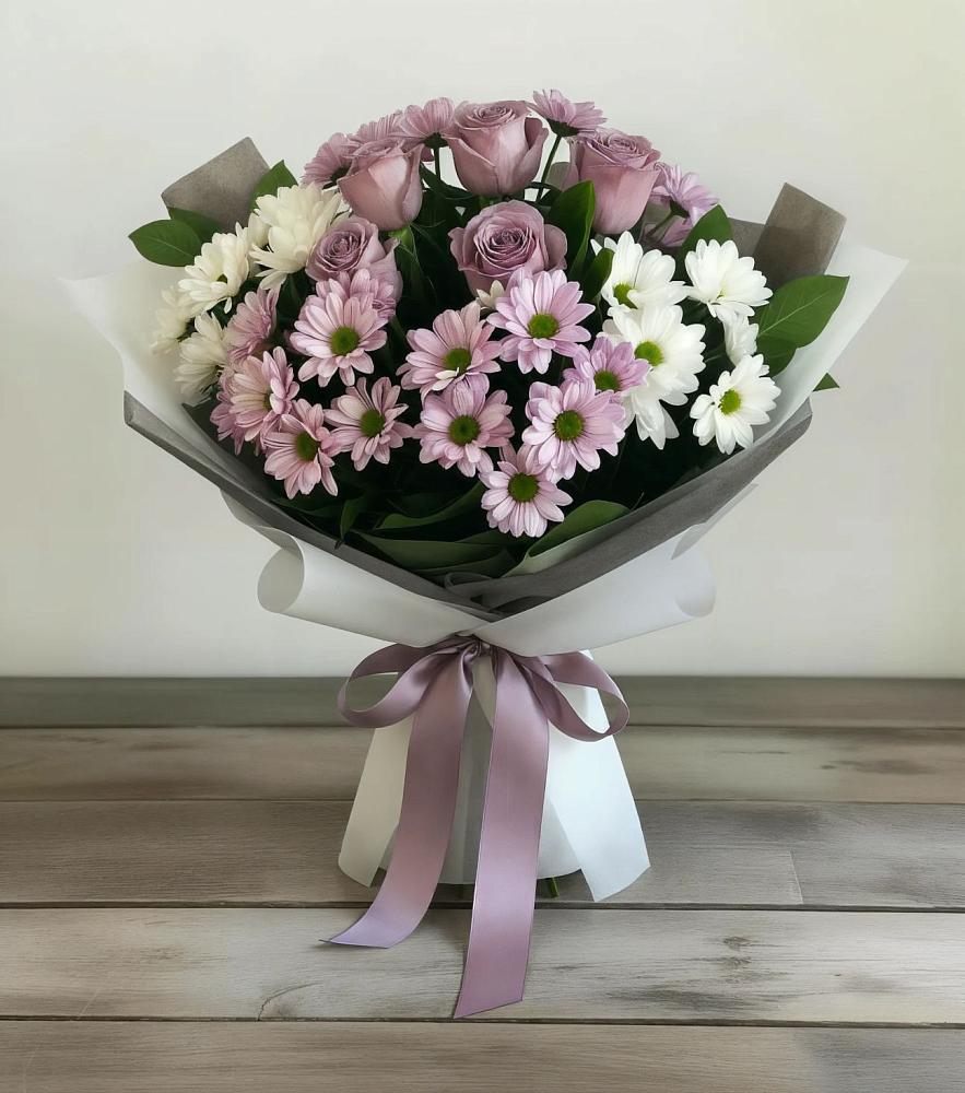 Букет цветов из: Хризантемы и Розы в Турово