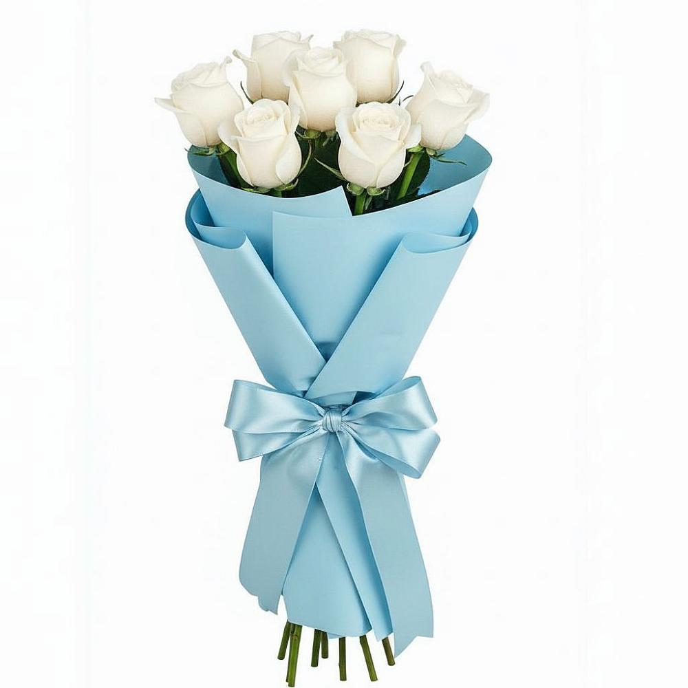 Букет 7 белых роз Проуд в Турово