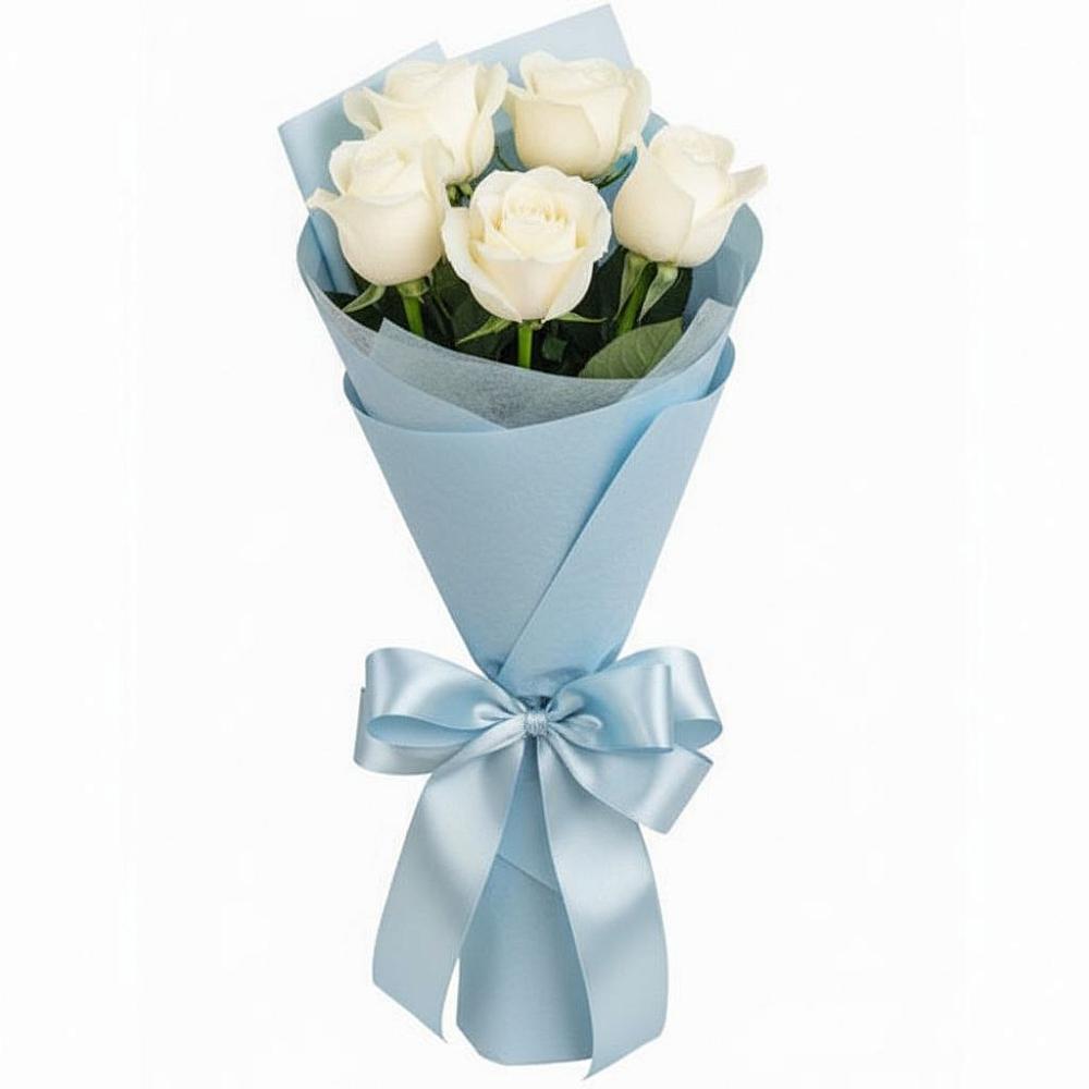 Букет 5 Белых роз Проуд в Турово