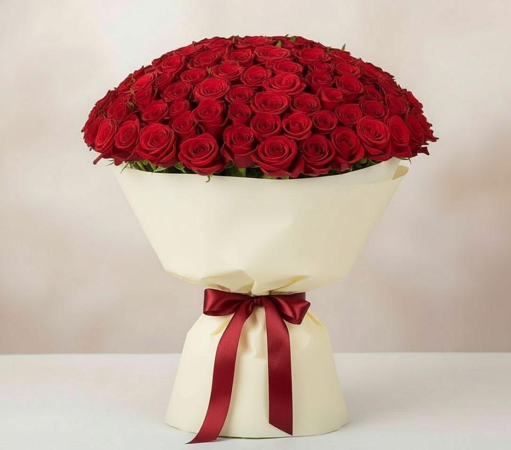 Букет 101 Красная роза Милано в Турово