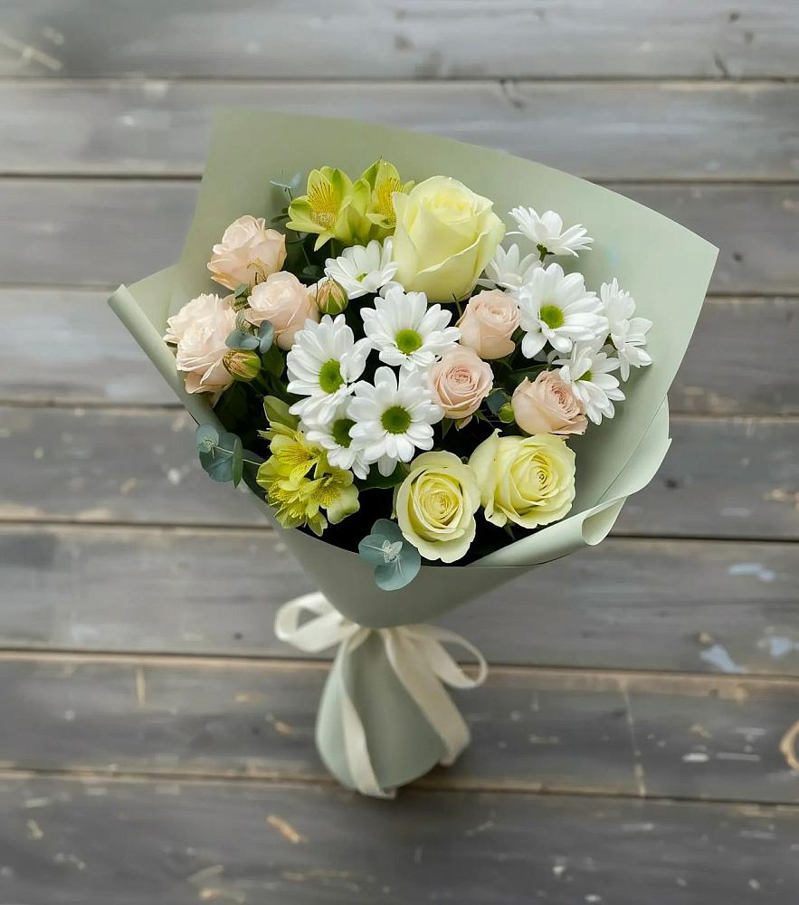 Букет цветов из: Альстромерии, Розы и Хризантемы в Турово