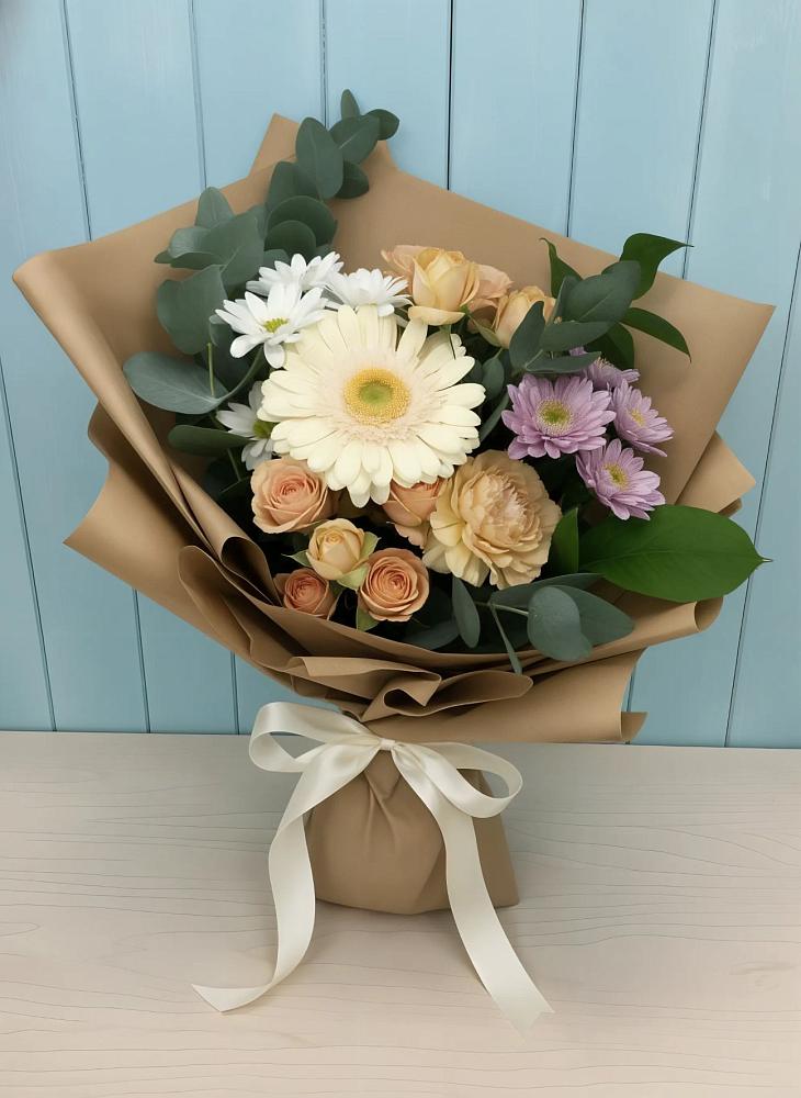 Букет цветов из: Герберы и Хризантемы в Турово