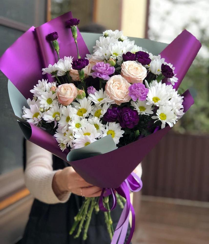 Букет цветов из: Хризантемы, Гвоздики и Розы в Турово