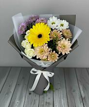 Букет цветов из:  Розы, Герберы и Хризантемы в Турово