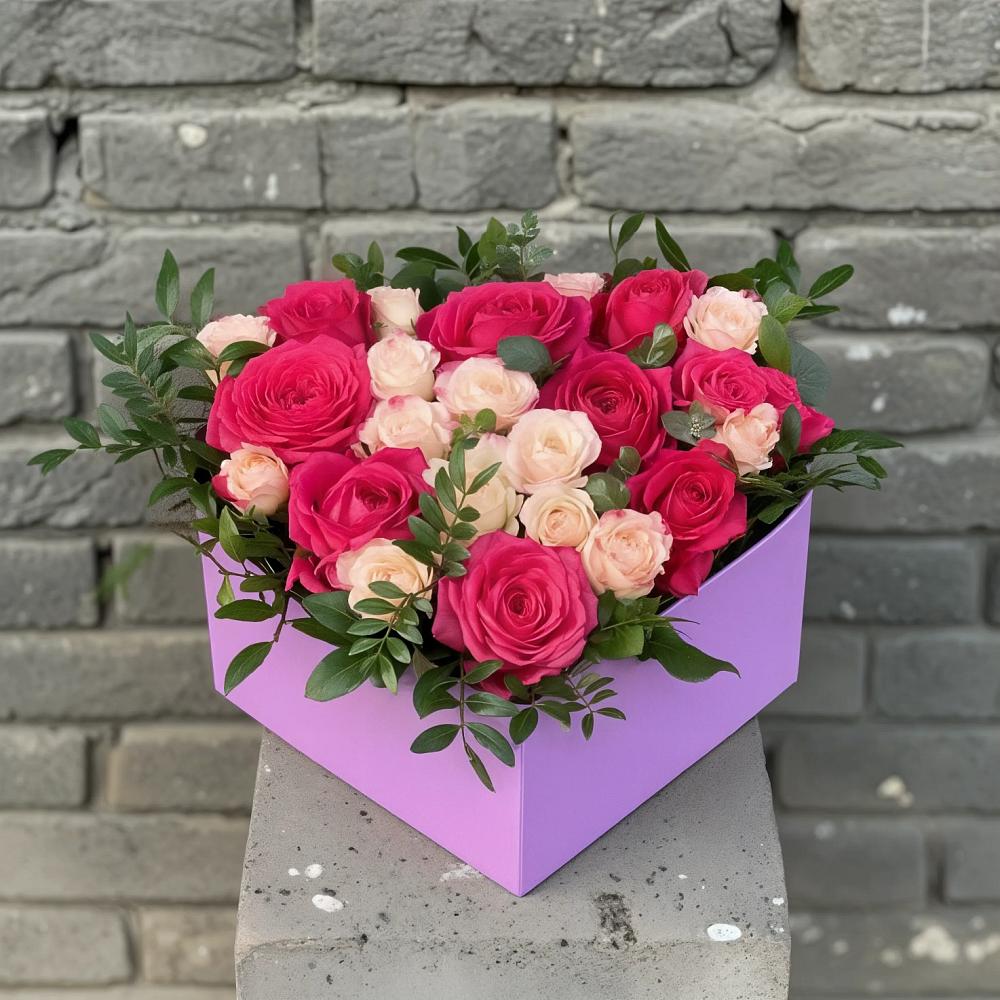 Цветочная композиция из Розы в коробке в Турово
