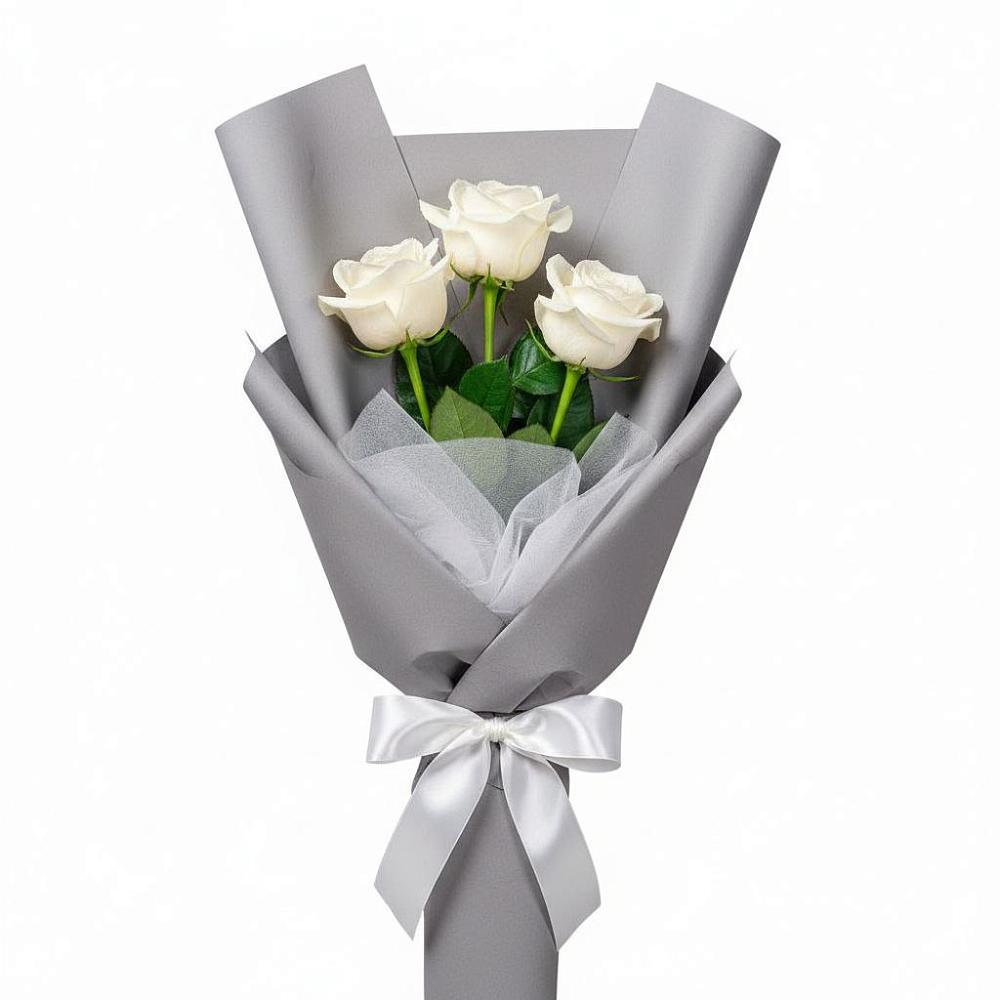 Букет 3 белые розы в Турово