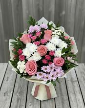 Букет цветов из:  Альстромерии, Гвоздики, Розы и Хризантемы в Турово