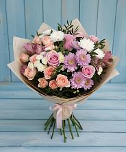 Букет цветов из:  Хризантемы, Розы и Альстромерии в Турово