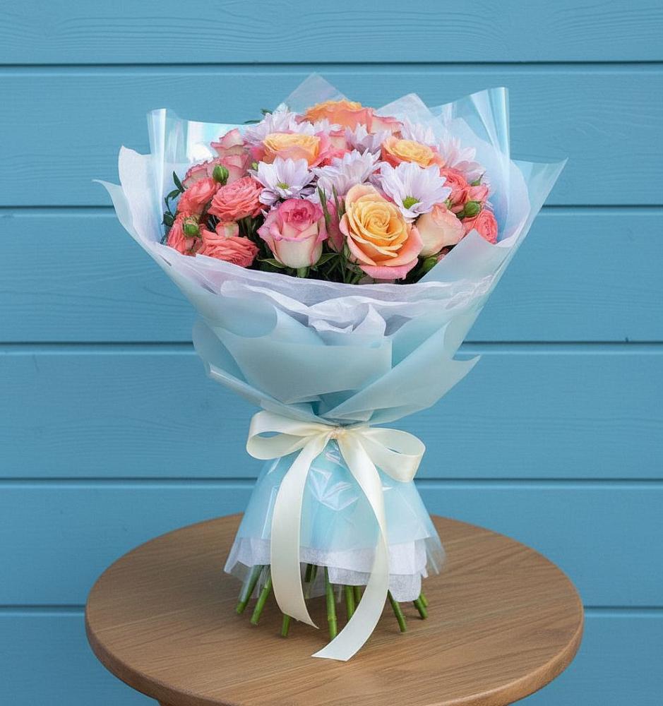 Букет цветов из: Хризантемы и Розы в Турово