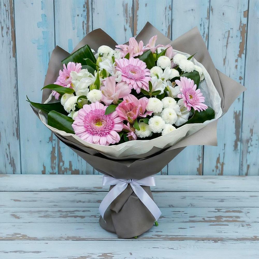 Букет цветов из: Герберы, Альстромерии и Хризантемы в Турово