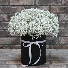 Цветочная композиция из Гипсофила в шляпной коробке в Турово