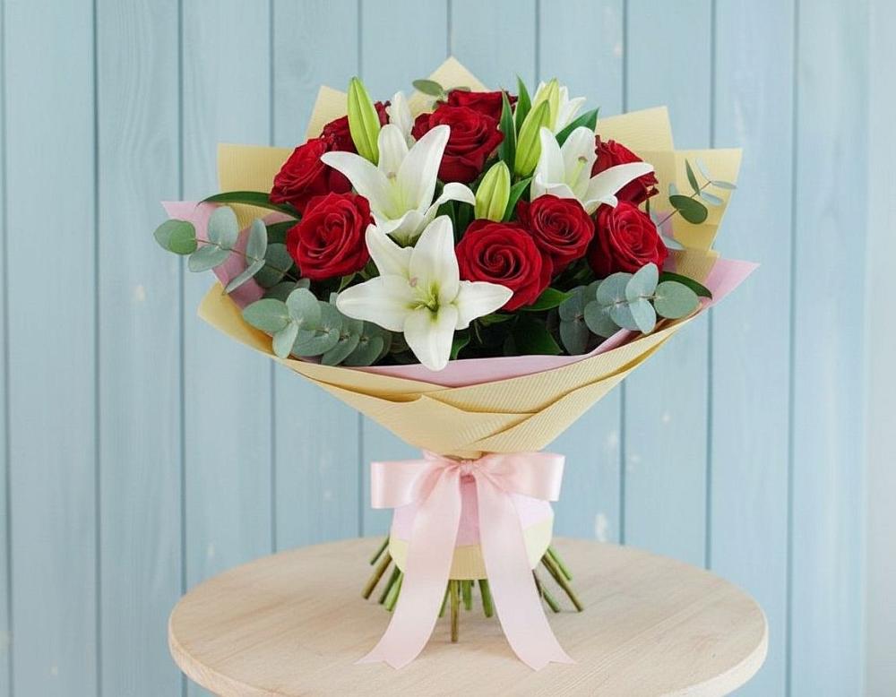 Букет цветов из: Лилии и Розы в Турово